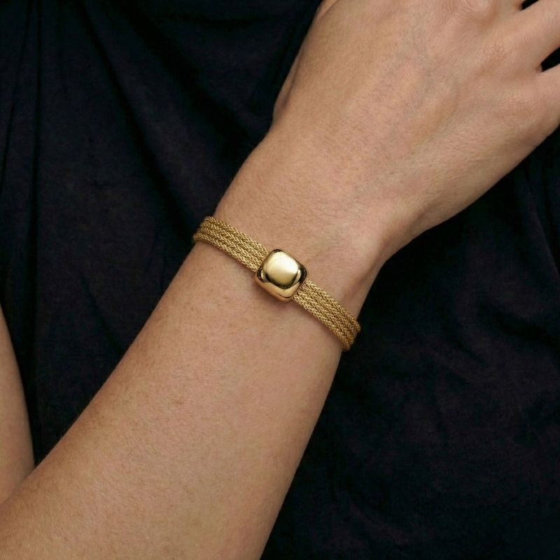 Damen Geflochtenes Armband mit Glattem Mittelteil in Silberoptik | Shop Nory
