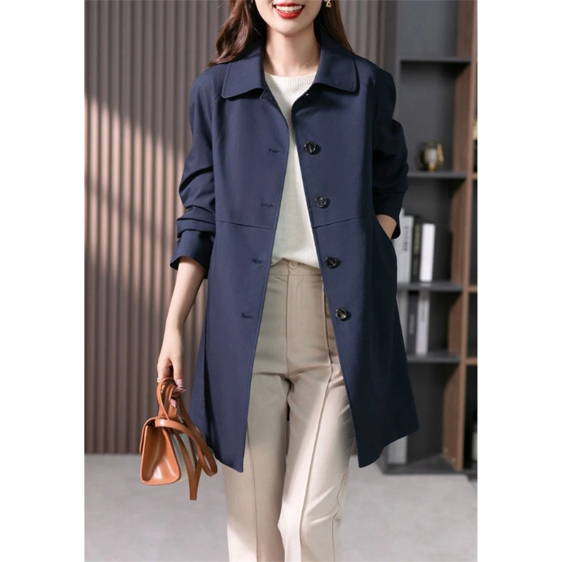 Stylischer Einreihiger Kurzer Trenchcoat für Damen