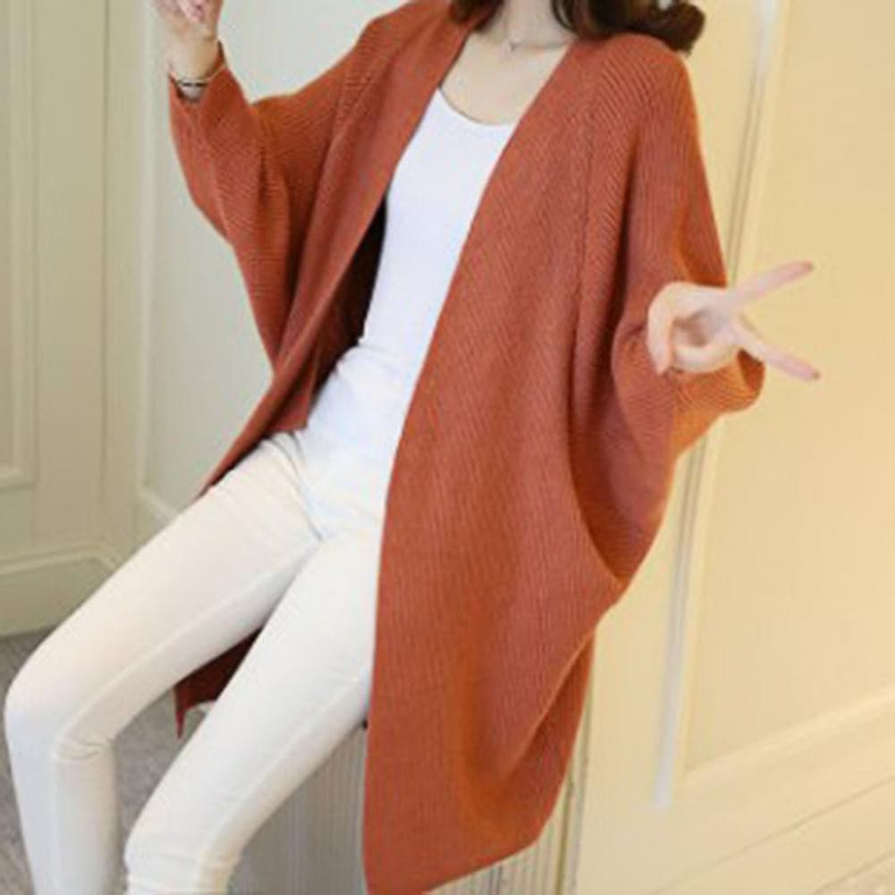 Cardigan Lange Strickjacke Oversized Fit Offene Vorderseite Weich und Warm