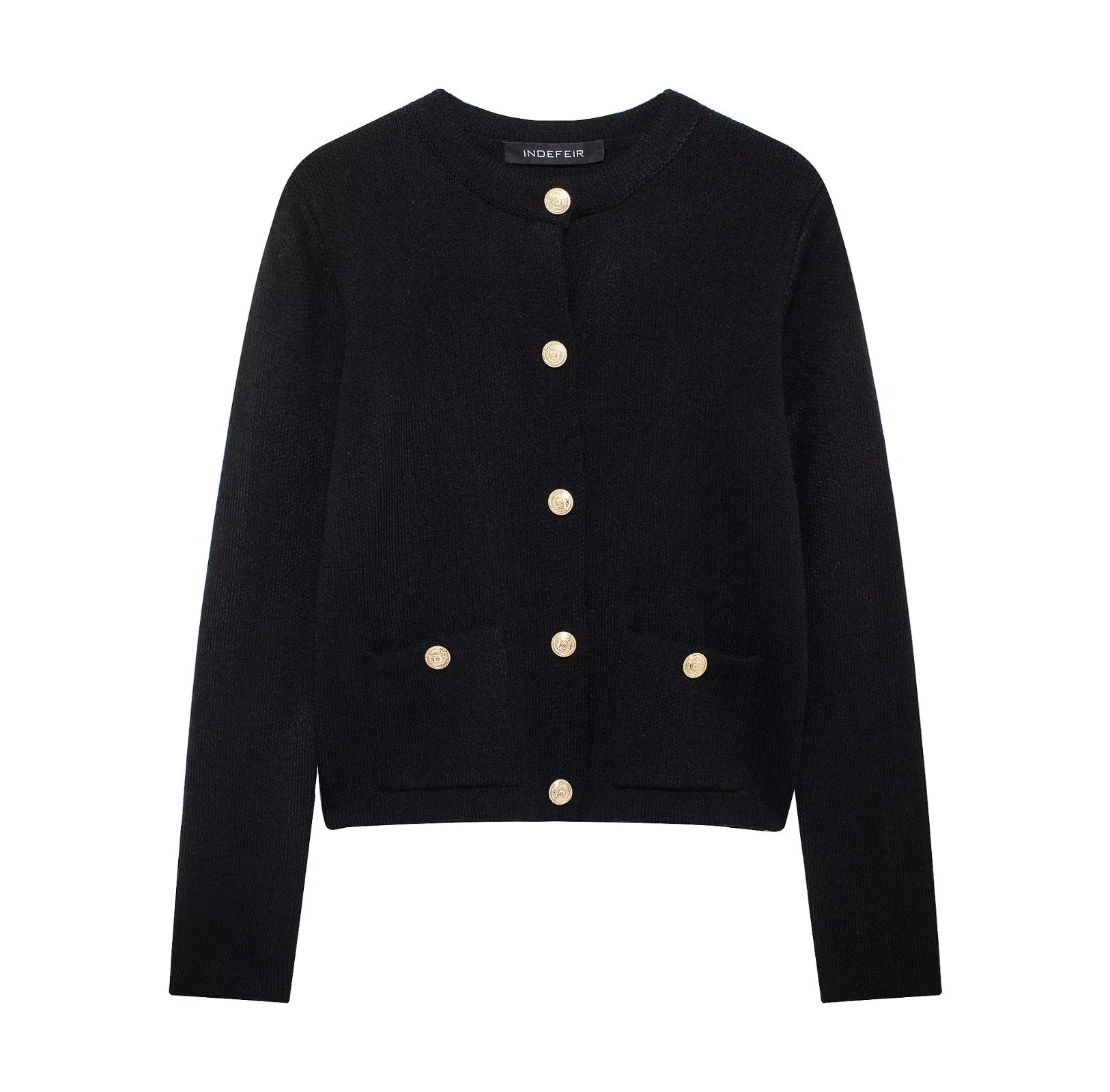 Lässiger Cardigan mit goldenem Knopfverschluss für Damen