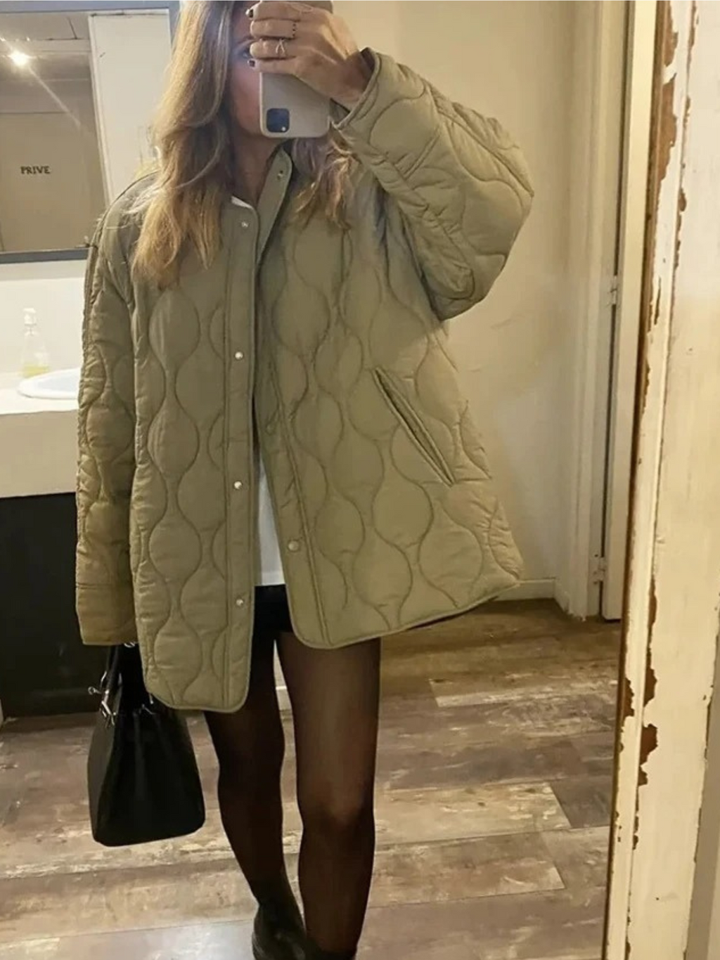 Gepolsterte Jacke Damen, Leichtes Übergröße Modell mit Taschen, Knopfverschluss