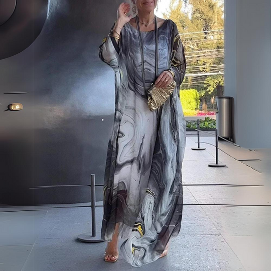 Bauchbedeckendes Seiden-Chiffon-Kleid