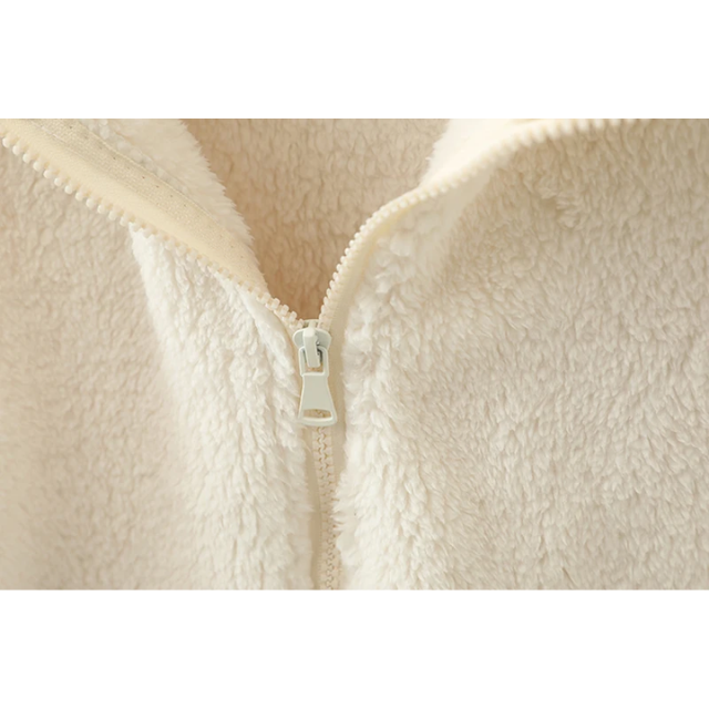 Weiche Sherpa Zip Up Hohe Kragenjacke, Fleeceweste