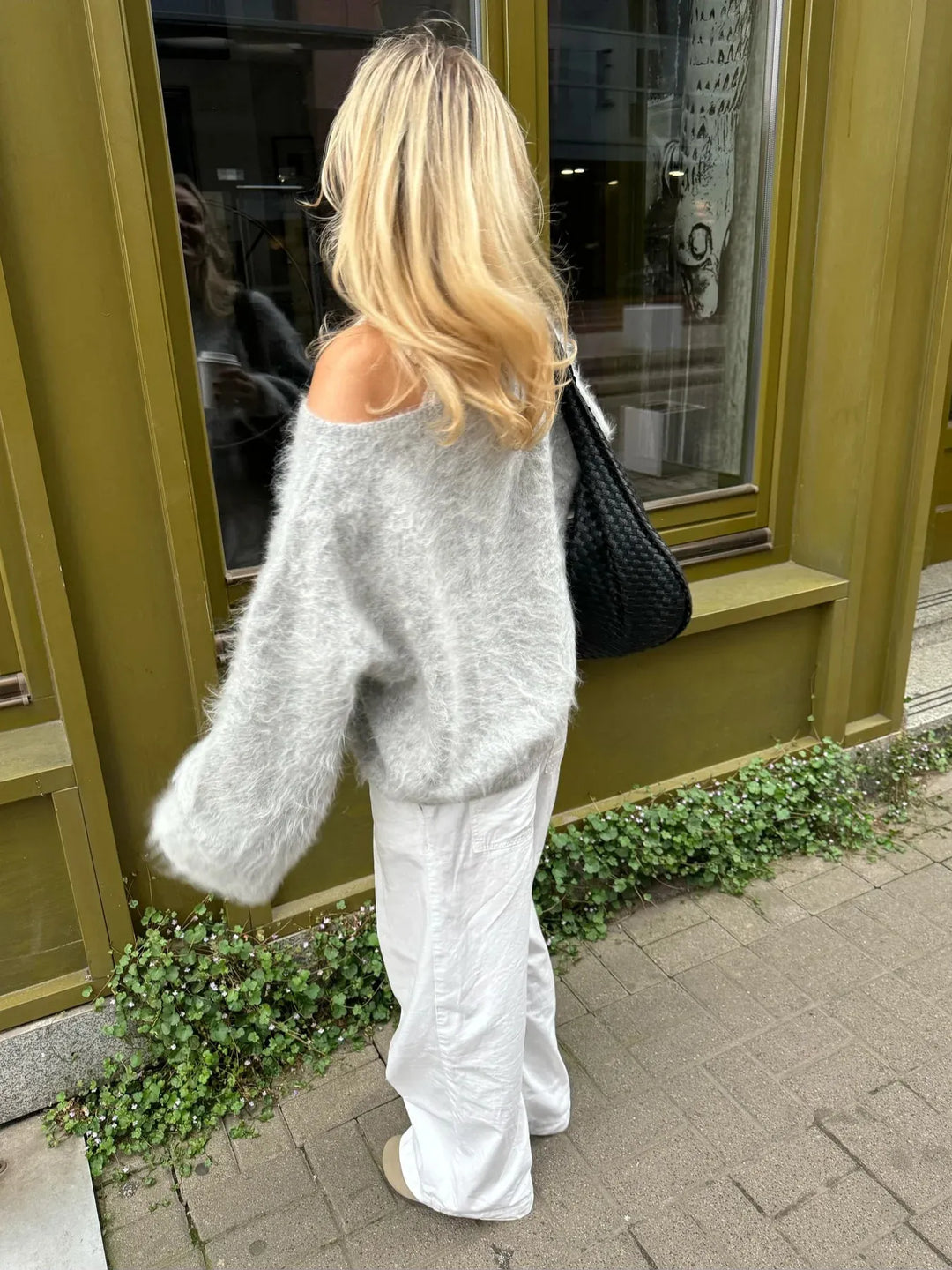 Damen Mohair-Mix Pullover mit Weichem Stoff & Oversized-Ärmeln