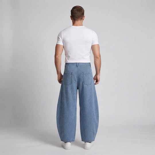 Herren Extraweite Palazzo-Hose aus feinem Nadelstreifen-Twill mit bodenlangem Saum Shop Nory