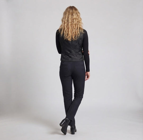 Damen Elegante Samt-Weste mit Blumenmustern und doppelter Knopfleiste Shop Nory