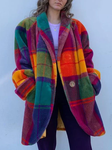 Buntes Oversized Karojacke für Frauen