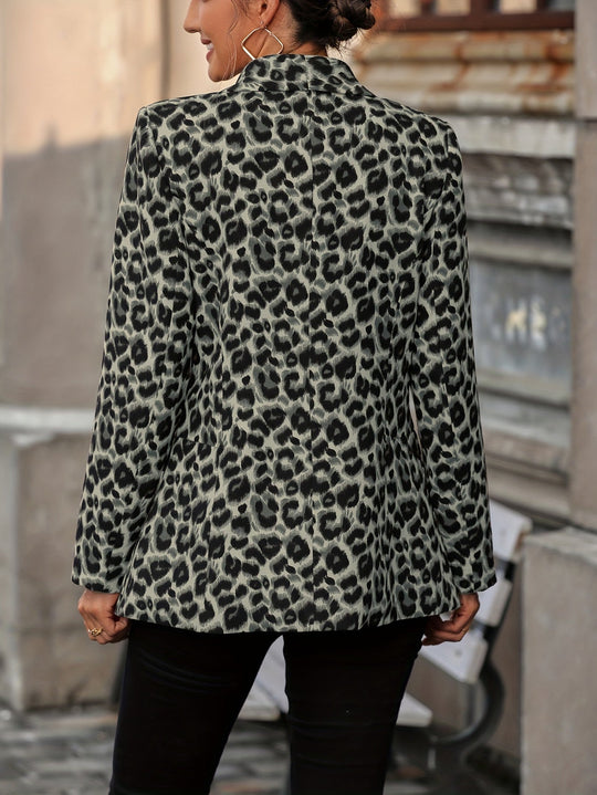Eleganter Business Langblazer mit Leopardenmuster für alle Jahreszeiten