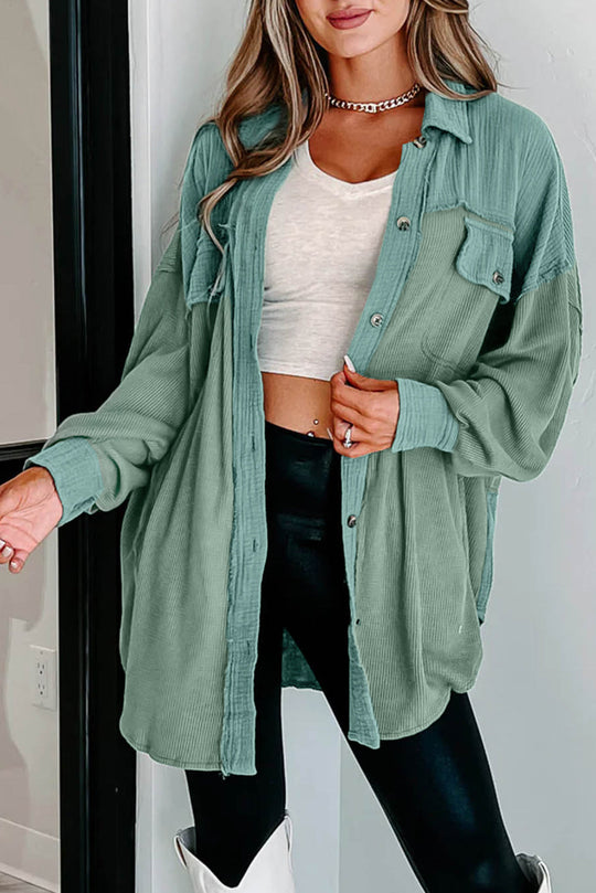 Shopnory | Langes Hemd Aus Cord Baumwolle und Polyester Lässiger Stil