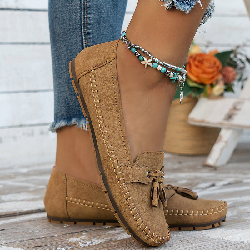 Klassische Wildleder-Loafer mit Quastendetail für Damen