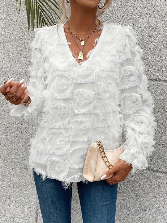 Elegantes Top mit Fransen-details Polyester Stilvoll und Bequem