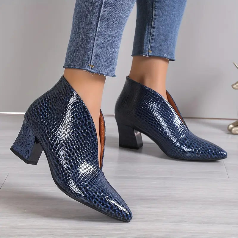 Glänzende Croco Print Stiefeletten