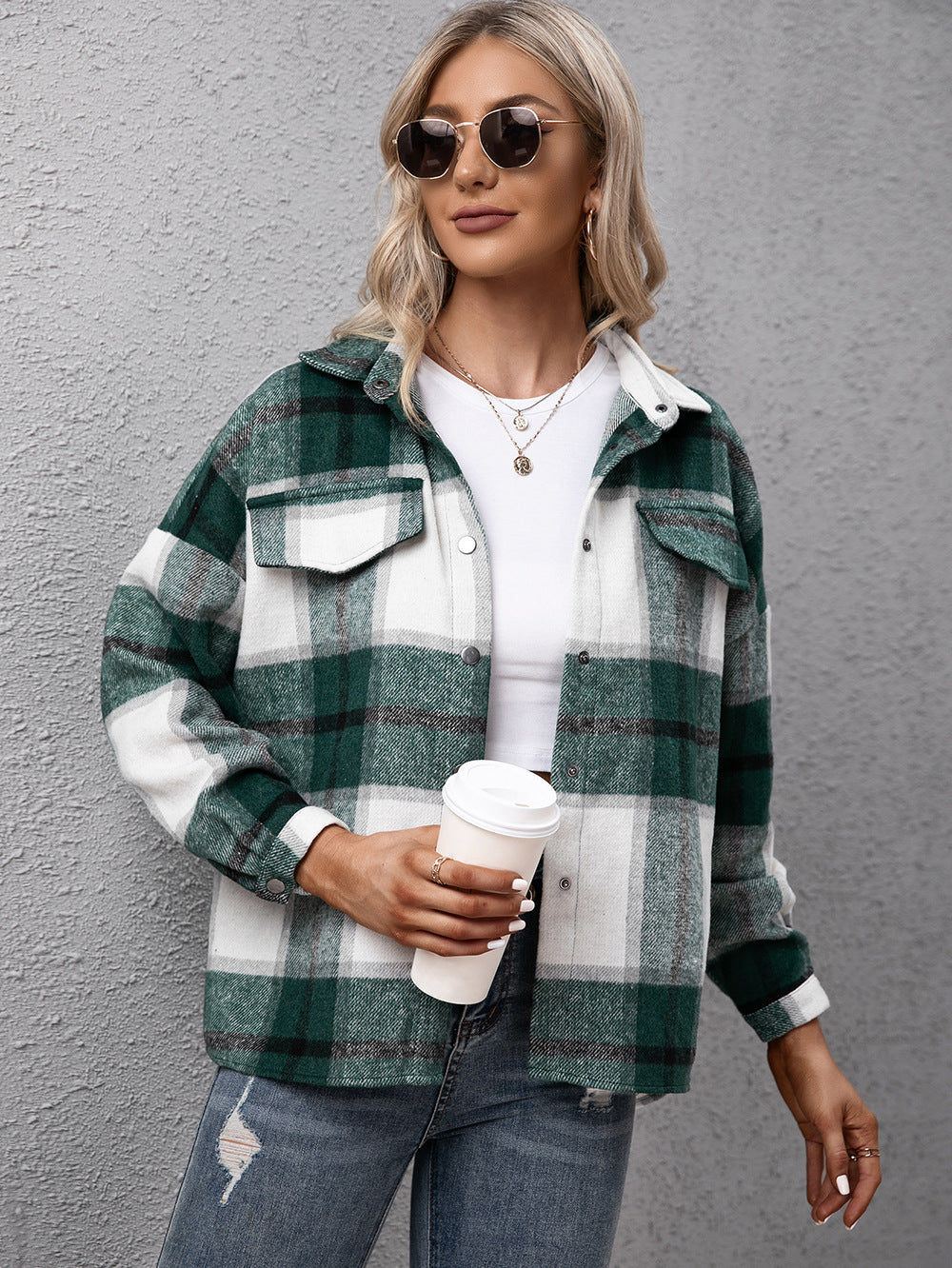 Shopnory | Karierter Langarmhemdjacke