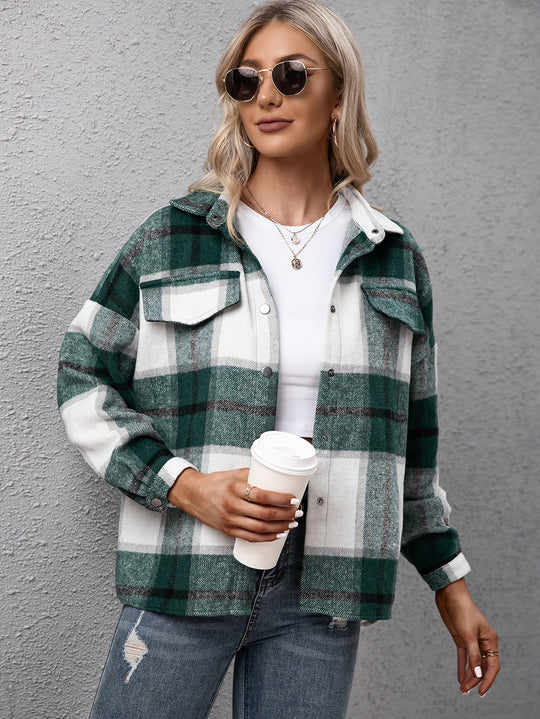 Shopnory | Karierter Langarmhemdjacke