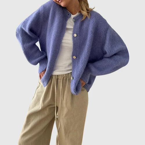 Damen Cardigan mit Rundhalsausschnitt und Knopfverschluss
