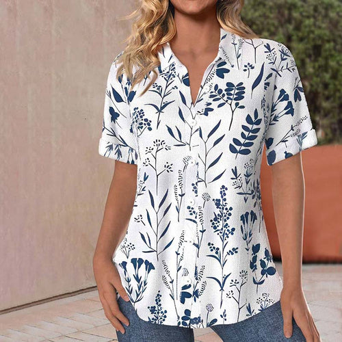 Freizeitbluse mit Blätterdruck