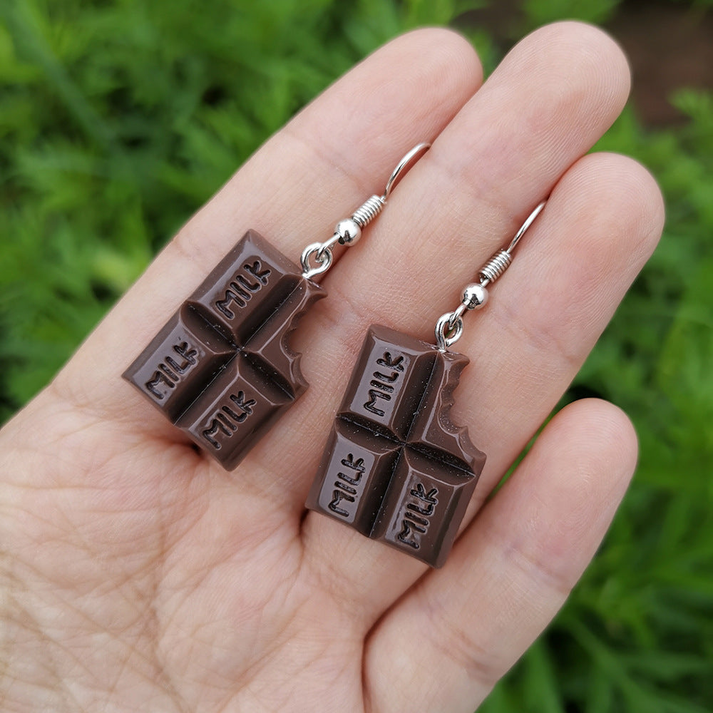 Schokoladenriegel Ohrringe | Milchschokolade Ohrringe | seltsame Ohrringe | Süßigkeiten Ohrringe | Neuheit Ohrringe | lustige Ohrringe | niedliche Ohrringe | Shop Nory