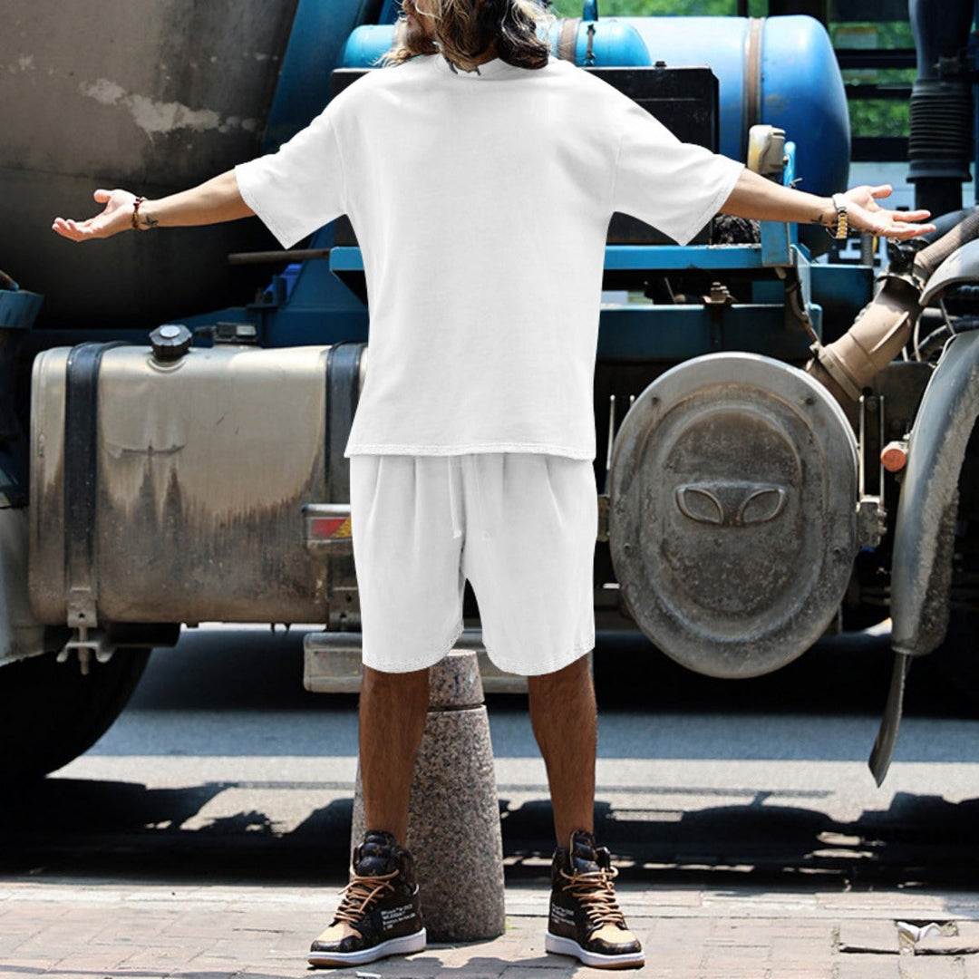 Lockeres T-Shirt Shorts einfarbiges Set