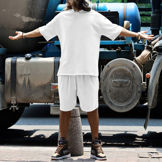 Lockeres T-Shirt Shorts einfarbiges Set