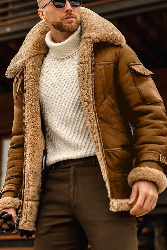 Camel Stilvolle Fliegende Lederjacke für Männer