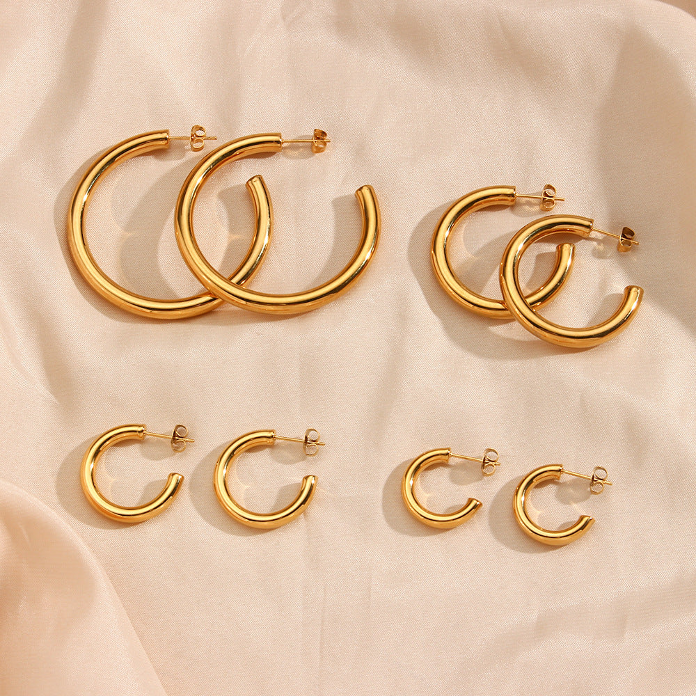 Creolen "Jennifer" breit aus Edelstahl - 18k vergoldet | Shop Nory