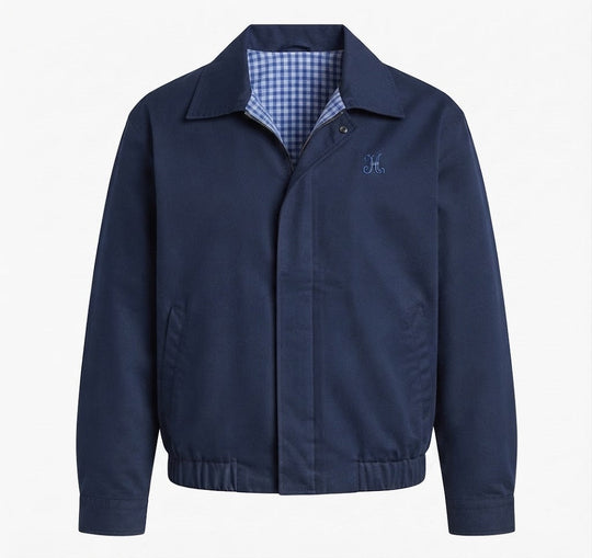 Damen leichte winddichte Blousonjacke mit kariertem Futter, elastischem Saum und dezentem Logo-Stickerei