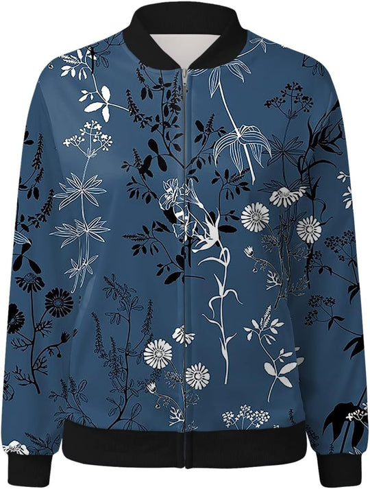 Shopnory | Bomberjacke mit Blumenmuster für Damen