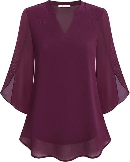 Doppelter Schichten Chiffon-Bluse