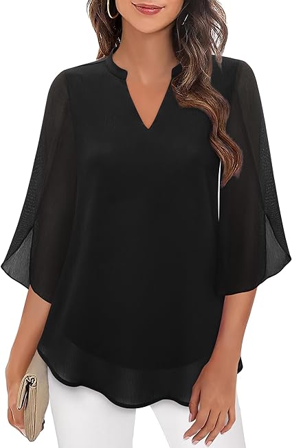 Doppelter Schichten Chiffon-Bluse
