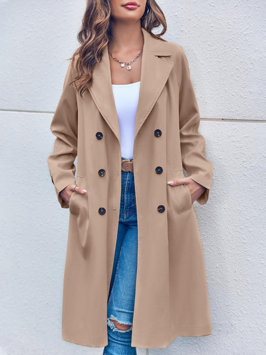 doppelte Reihe Trenchcoat für Damen - mit Gürtel in der Taille