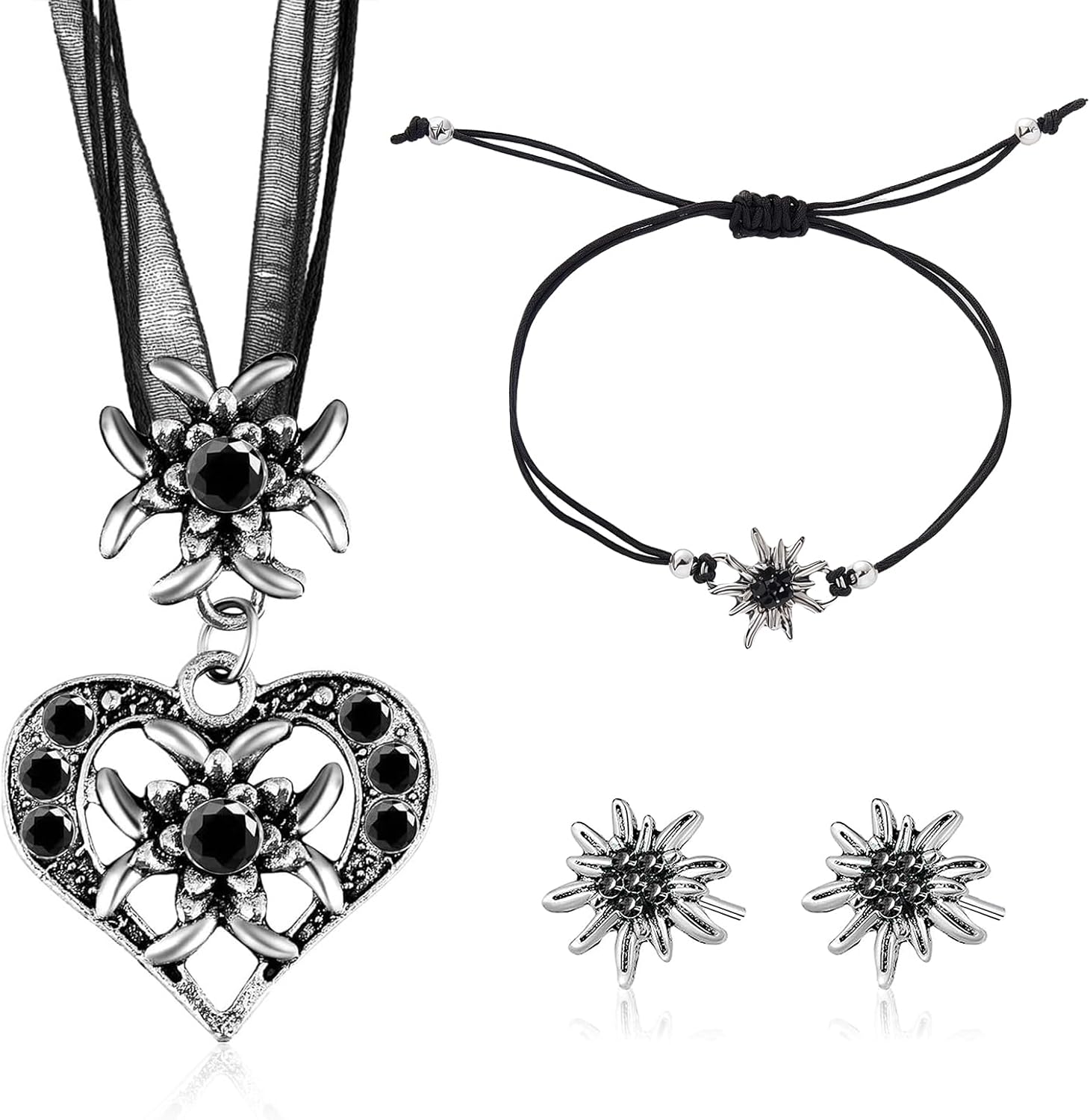 Edelweiß Schmuckset mit Herzanhänger – BergMystik | Shop Nory