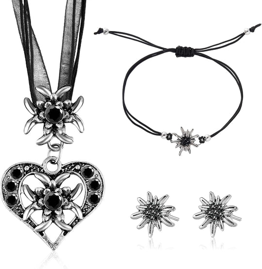 Edelweiß Schmuckset mit Herzanhänger – BergMystik | Shop Nory