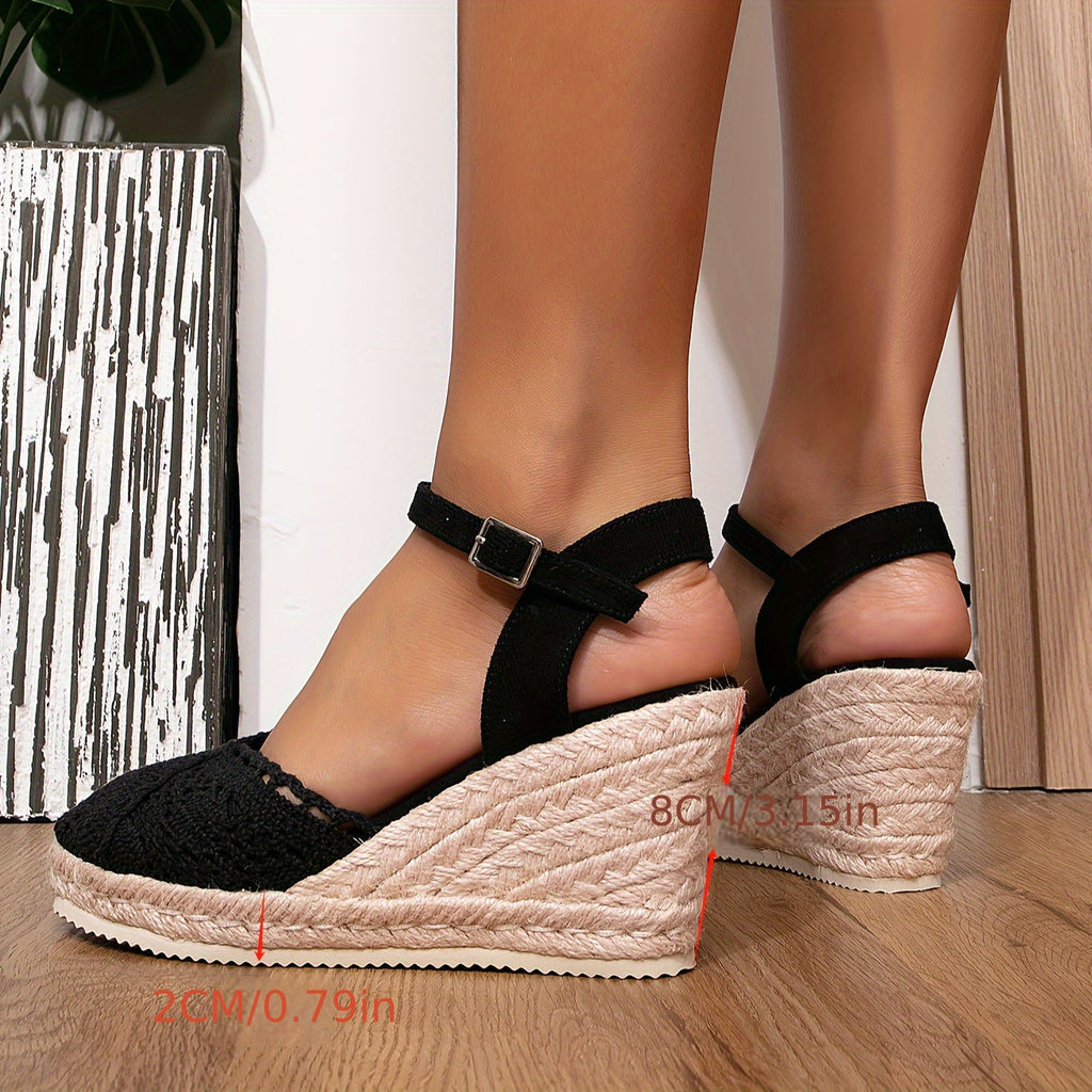 Shopnory | Damen Espadrille Keilabsatz Sandalen