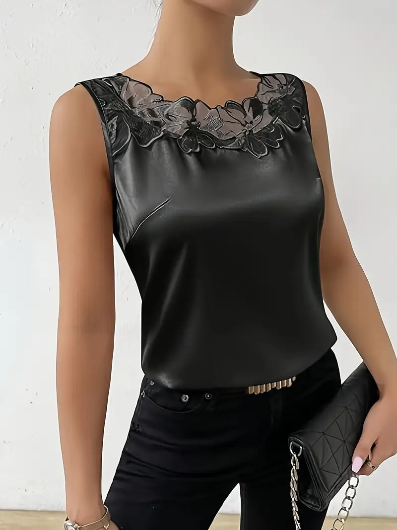 Shopnory | Satin Bluse mit Blumendetail für Damen