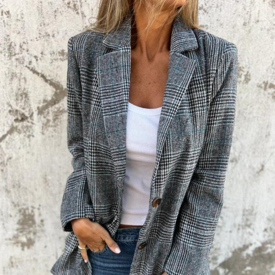 Karierter Blazer Im Übergroße Look