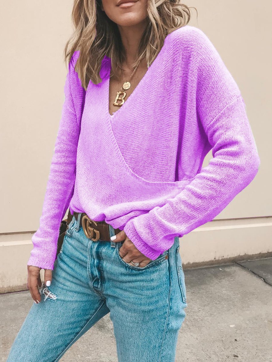 Lässiger Strickpullover mit V-ausschnitt Weich und Leicht Casual Eleganz