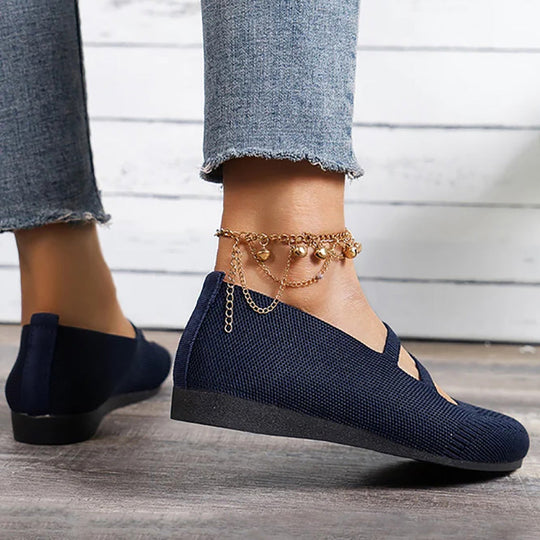 Flache Slipper mit Riemen Über Dem Spann und Flacher Sohle für Damen