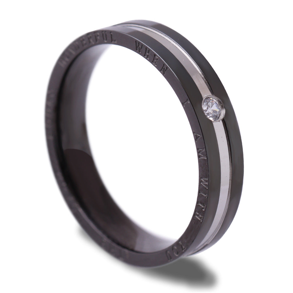 Damen Ring mit graviertem Spruch und Kristallelement Shop Nory