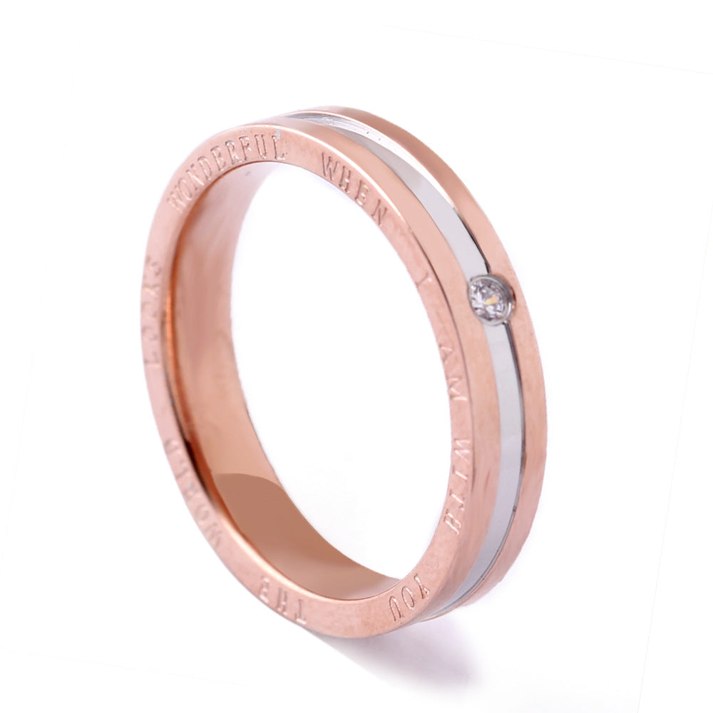 Damen Ring mit graviertem Spruch und Kristallelement Shop Nory