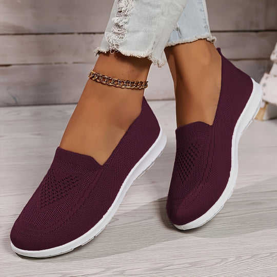 Einfarbige Gestrickte Sneaker Für Damen