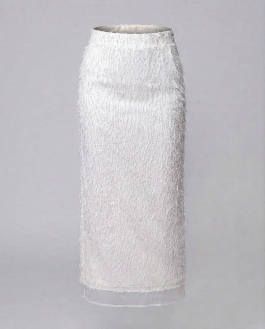 Damen Midirock mit Teddy-Flauschstruktur und Satin-Unterrock Shop Nory