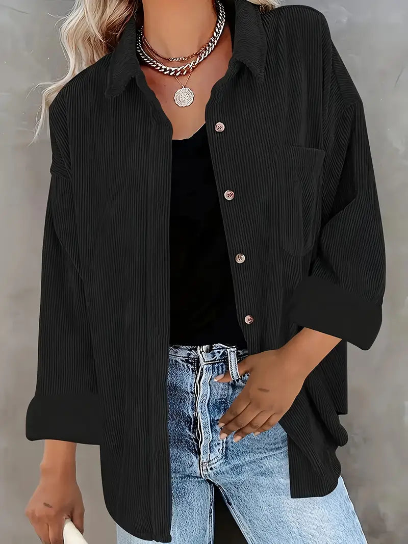 Cordhemd Langarm Bluse für Frauen