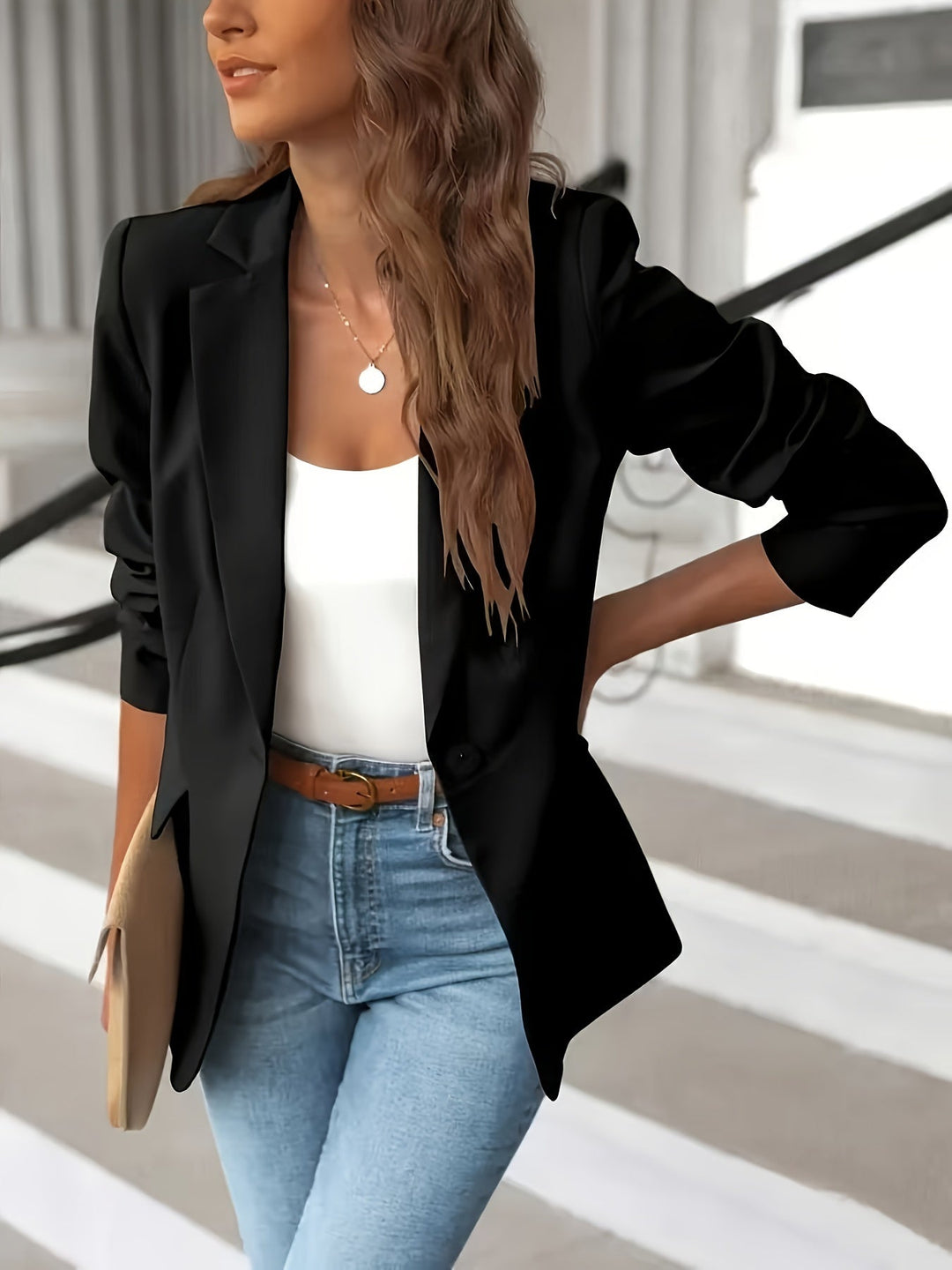 Solider Blazer mit Seitentaschen