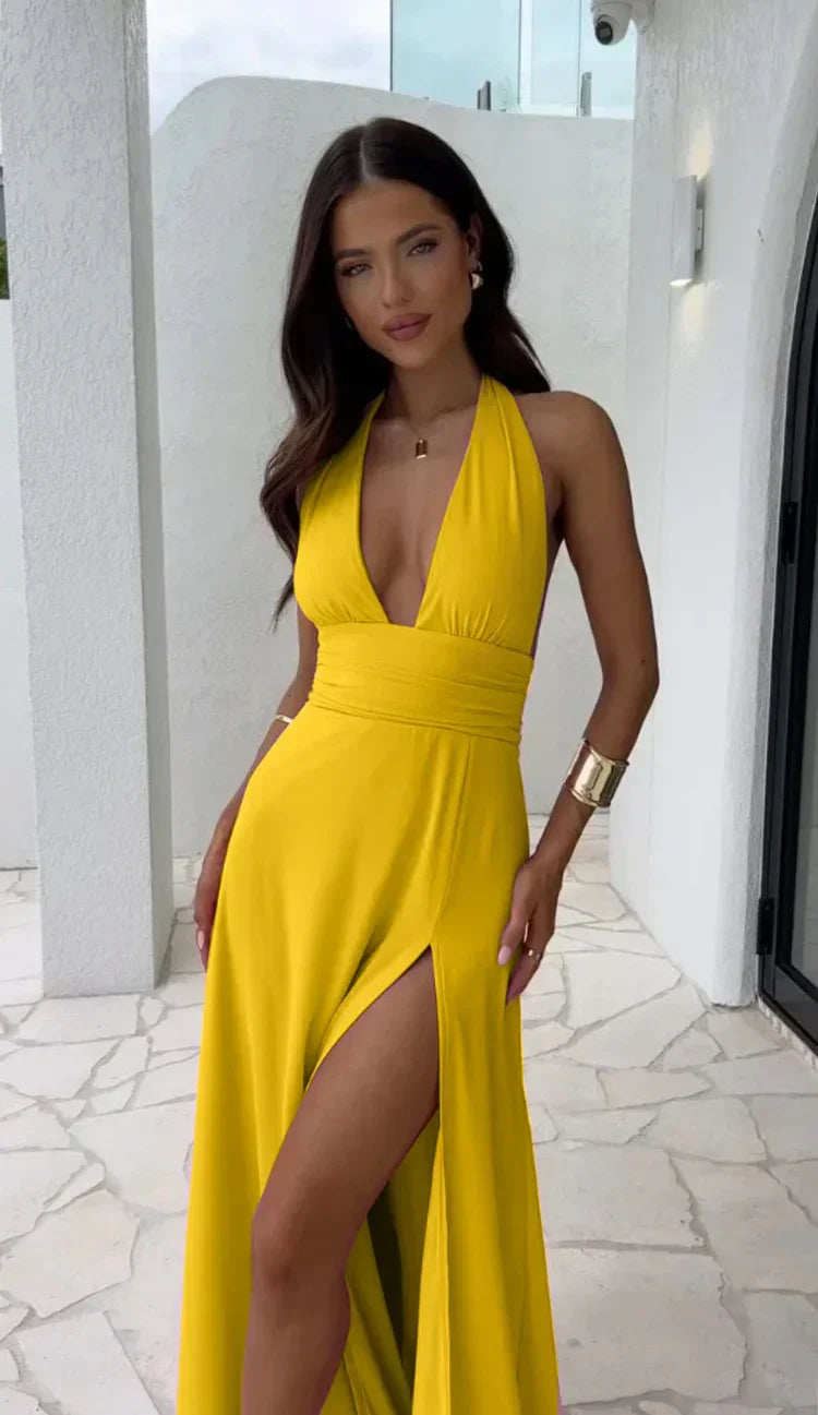 Sexy Tiefes V-Ausschnitt-Kleid