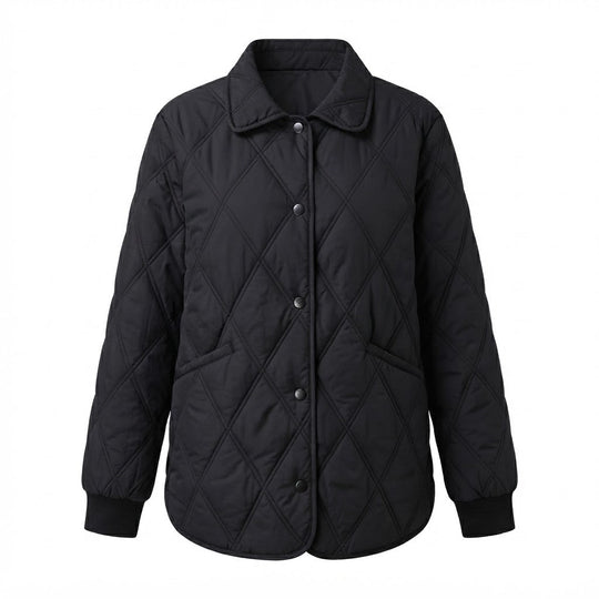 Damen Steppjacke mit lockerem Schnitt und Diamantmuster sowie Druckknopfverschluss Shop Nory