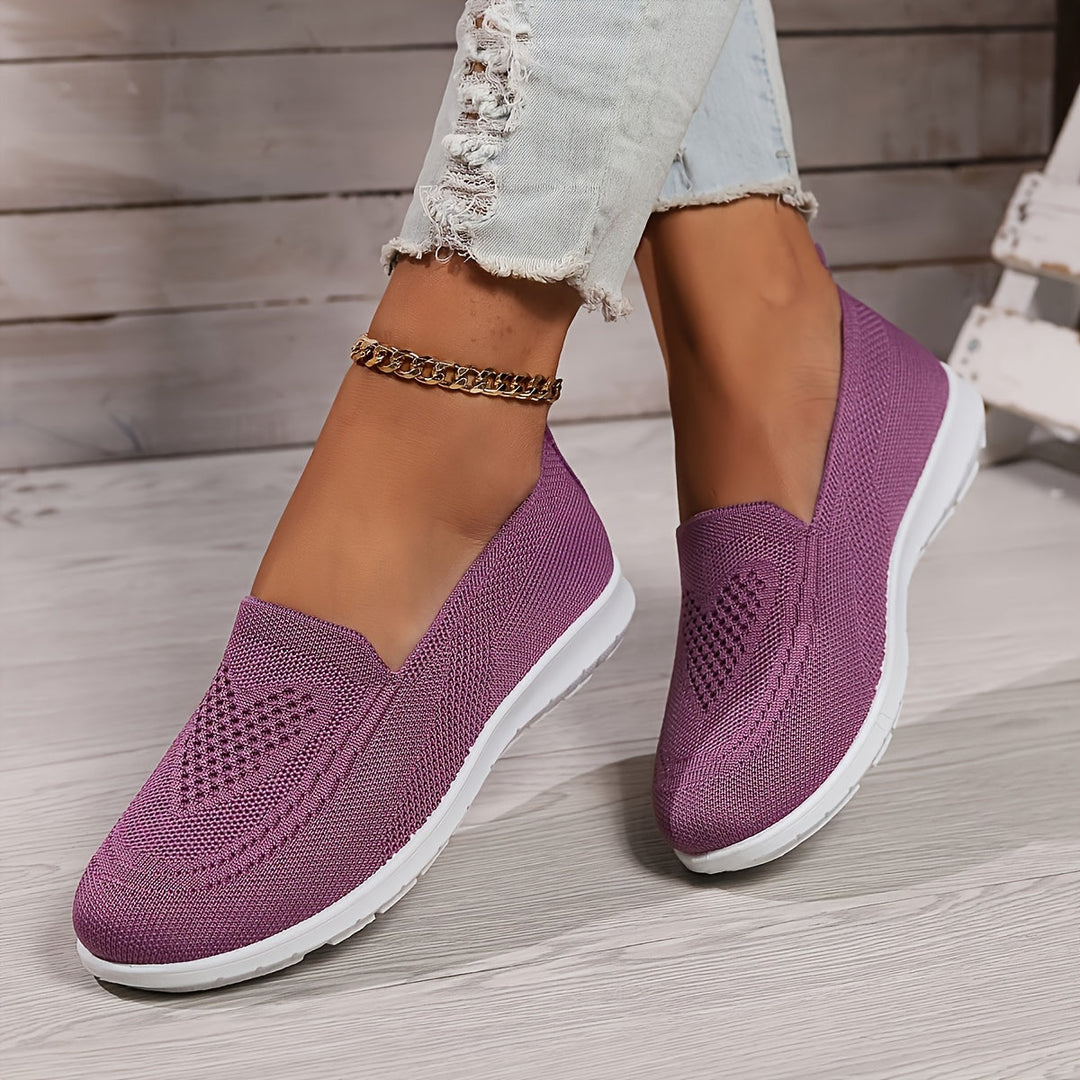 Einfarbige Gestrickte Sneaker Für Damen