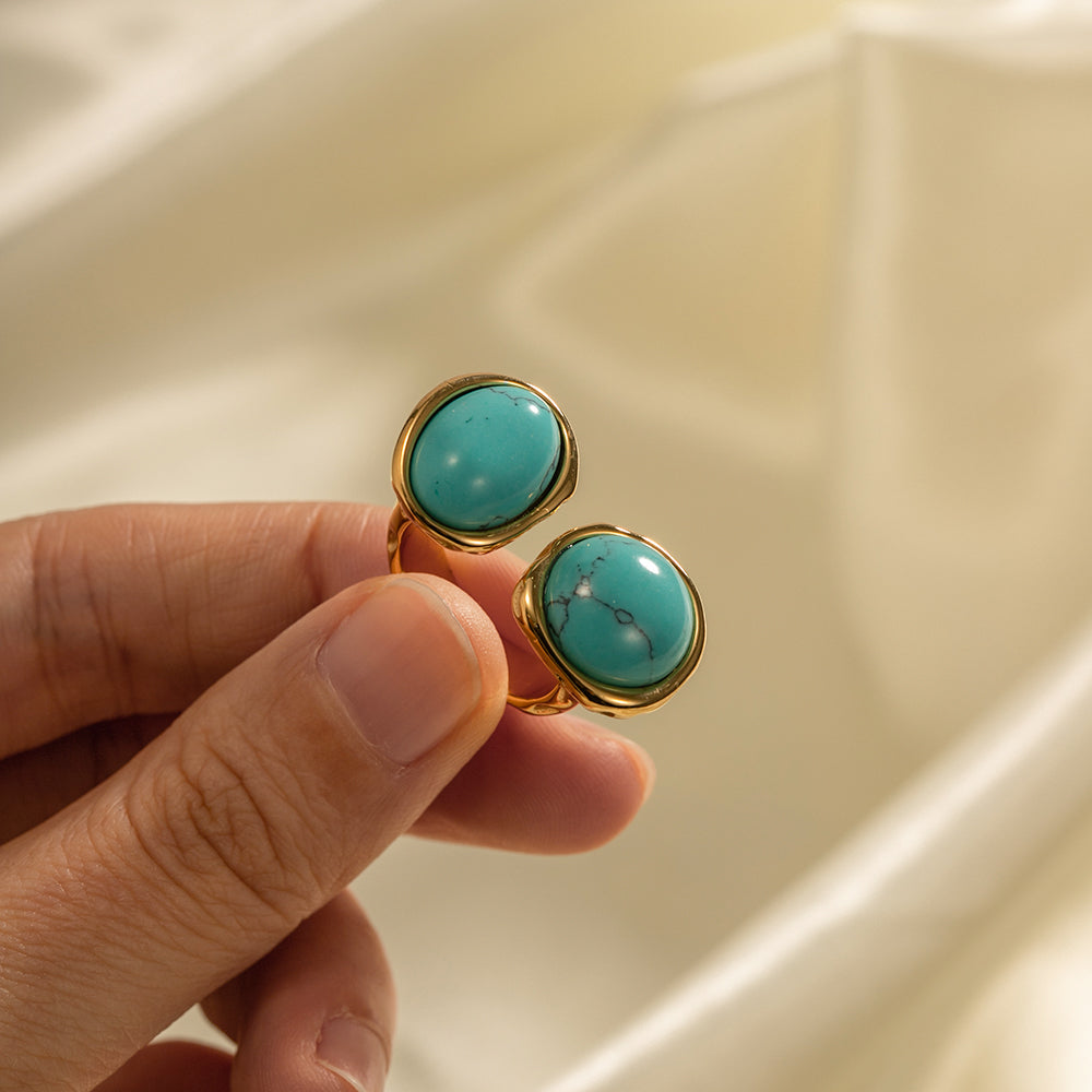 Ring mit Naturstein in Edelstahl - 18k vergoldet | Shop Nory