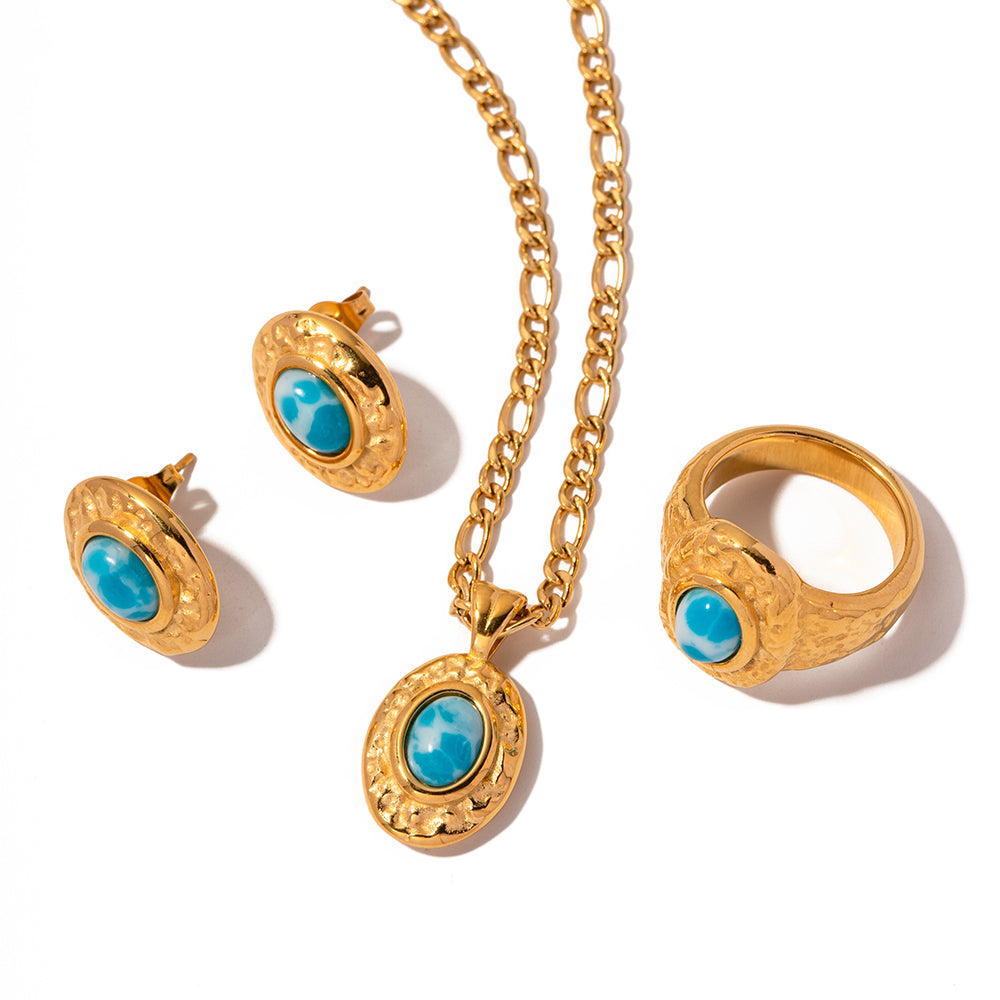 Halskette mit Naturstein in Edelstahl - 18k vergoldet | Shop Nory
