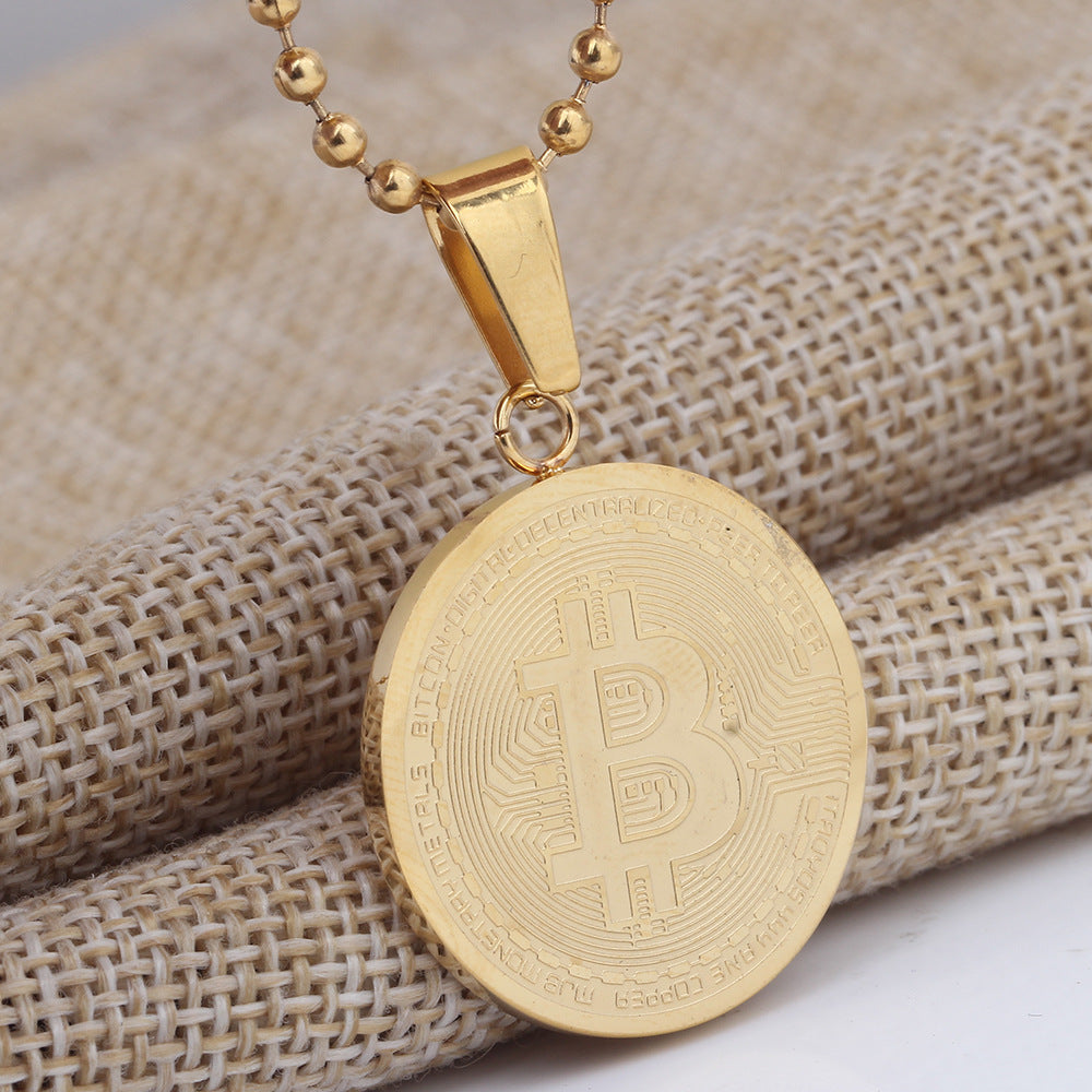 Herren Kette mit Bitcoin-Motiv-Anhänger Shop Nory