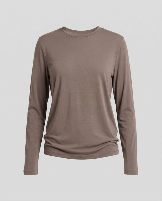 Damen Figurbetontes Langarmshirt aus Baumwollmischung mit Rundhalsausschnitt Shop Nory